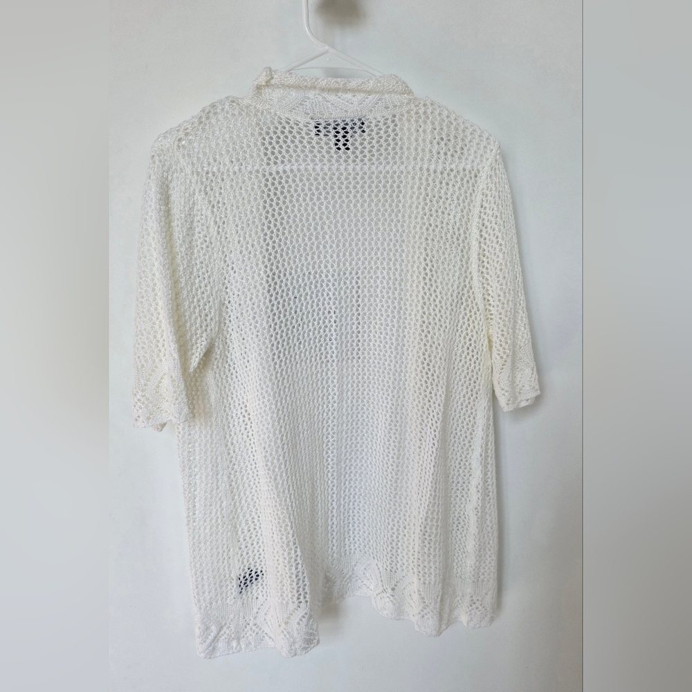 Perceptions Women's Cream Open Knit Cardigan - Picture 2 of 5